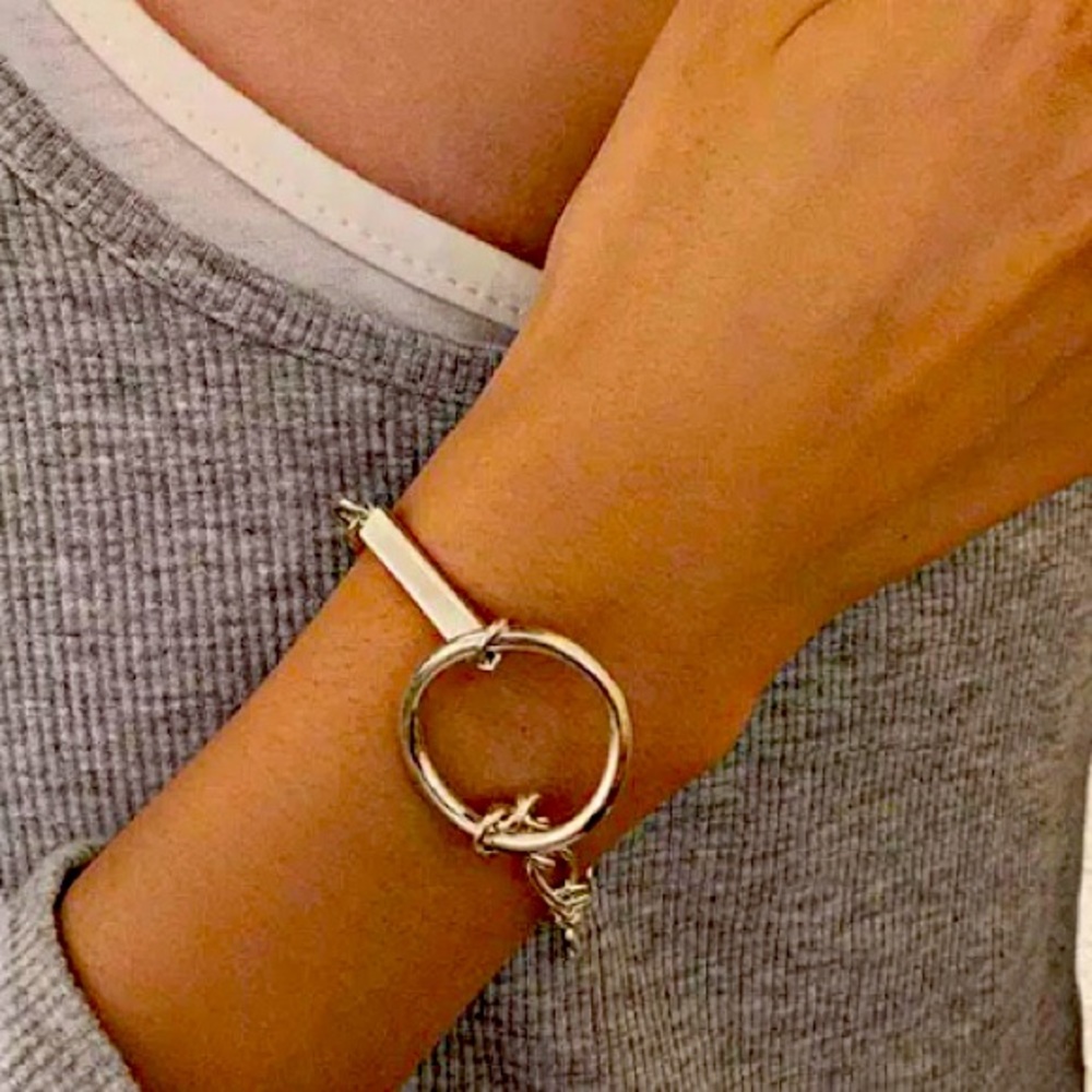 Sterling Silver stamped .925 large circle bracelet NWOT